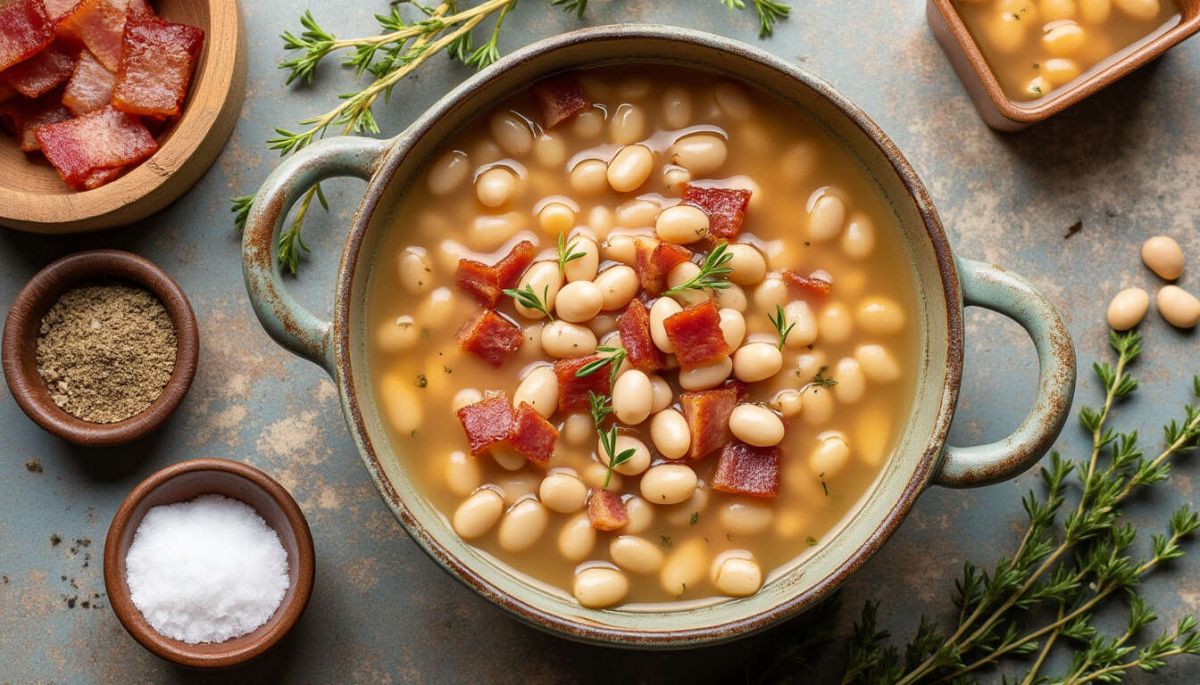 Une soupe réconfortante de haricots blancs au lard