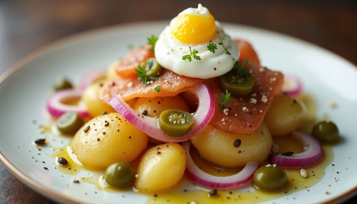 Découvrez la recette rafraîchissante de salade de pommes de terre, hareng et œuf