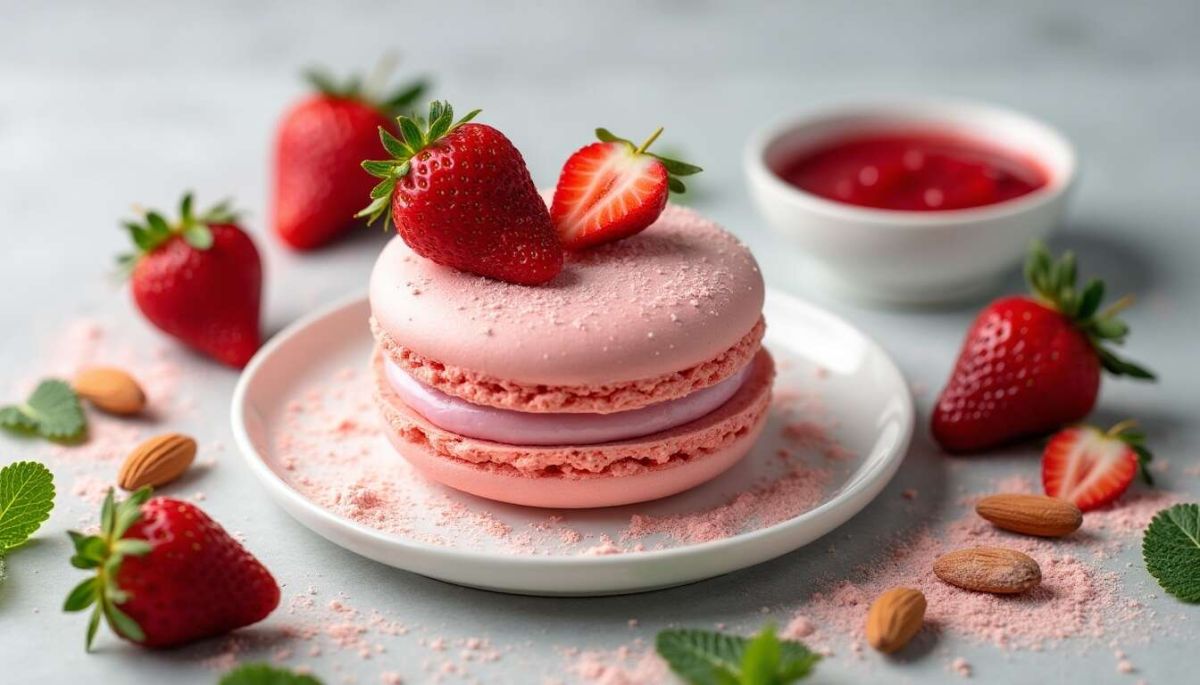 Macaron géant aux fraises : un délice qui impressionne