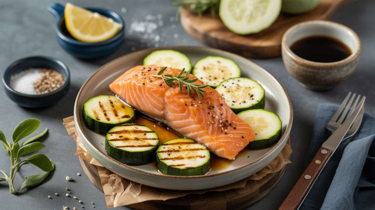 Saumon sésame grillé et courgette : un délice léger en 10 minutes seulement