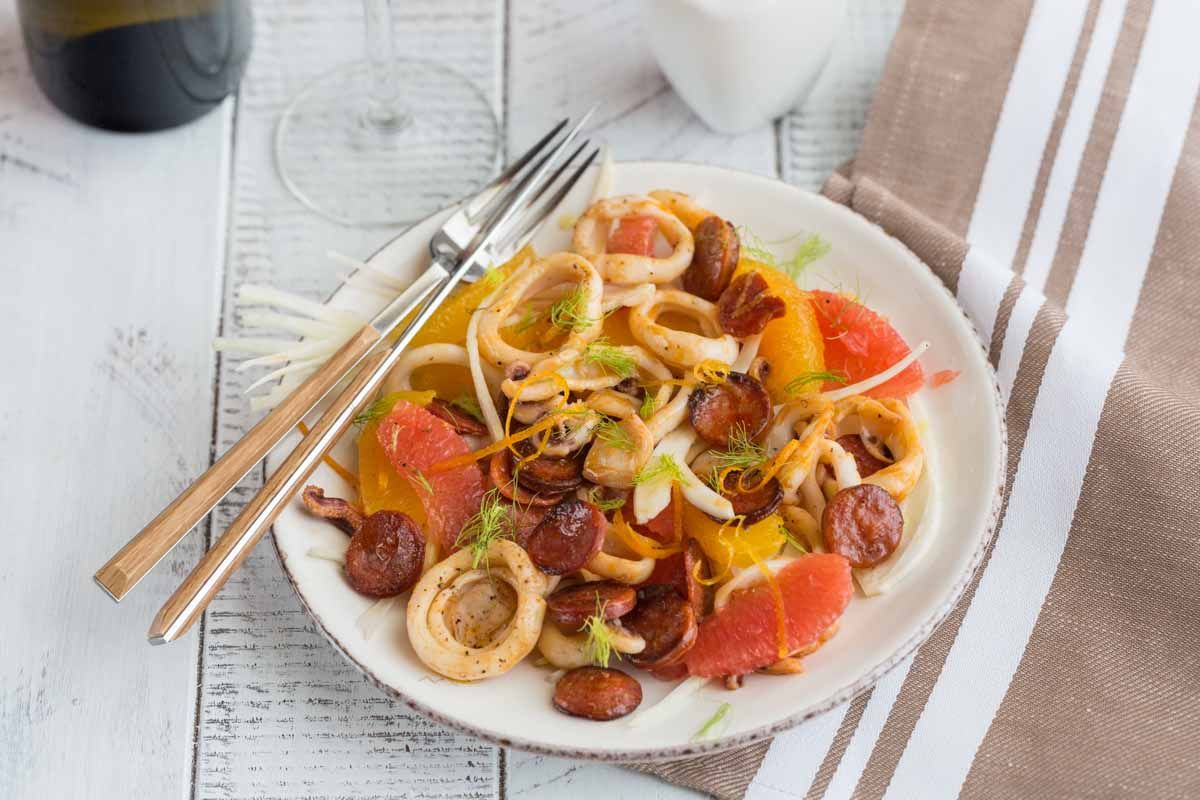 Salade d'encornets aux agrumes et fenouil