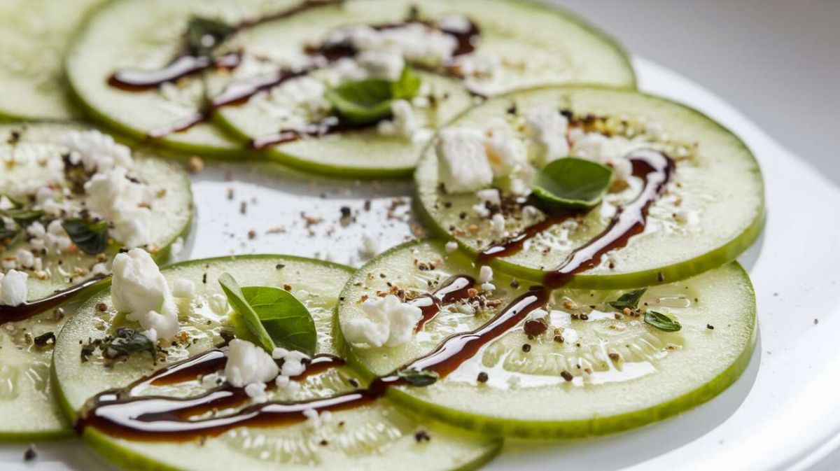 Une explosion de fraîcheur : découvrez le carpaccio de tomate verte et concombre