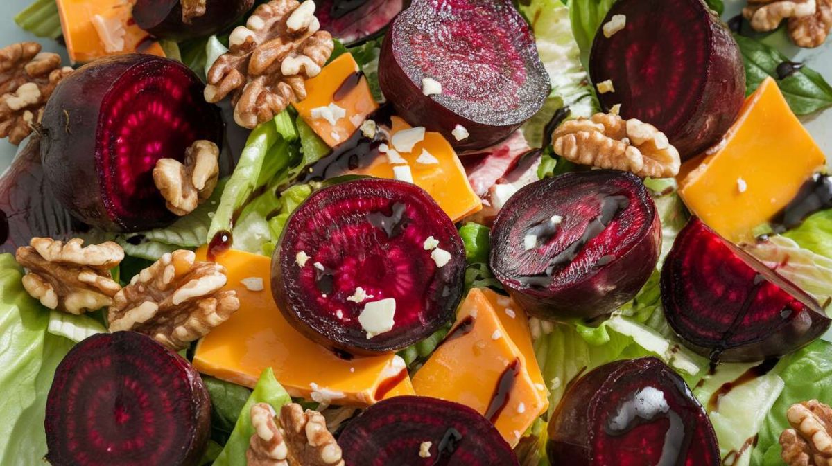 Découvrez la salade au cheddar et betteraves rôties : une explosion de saveurs