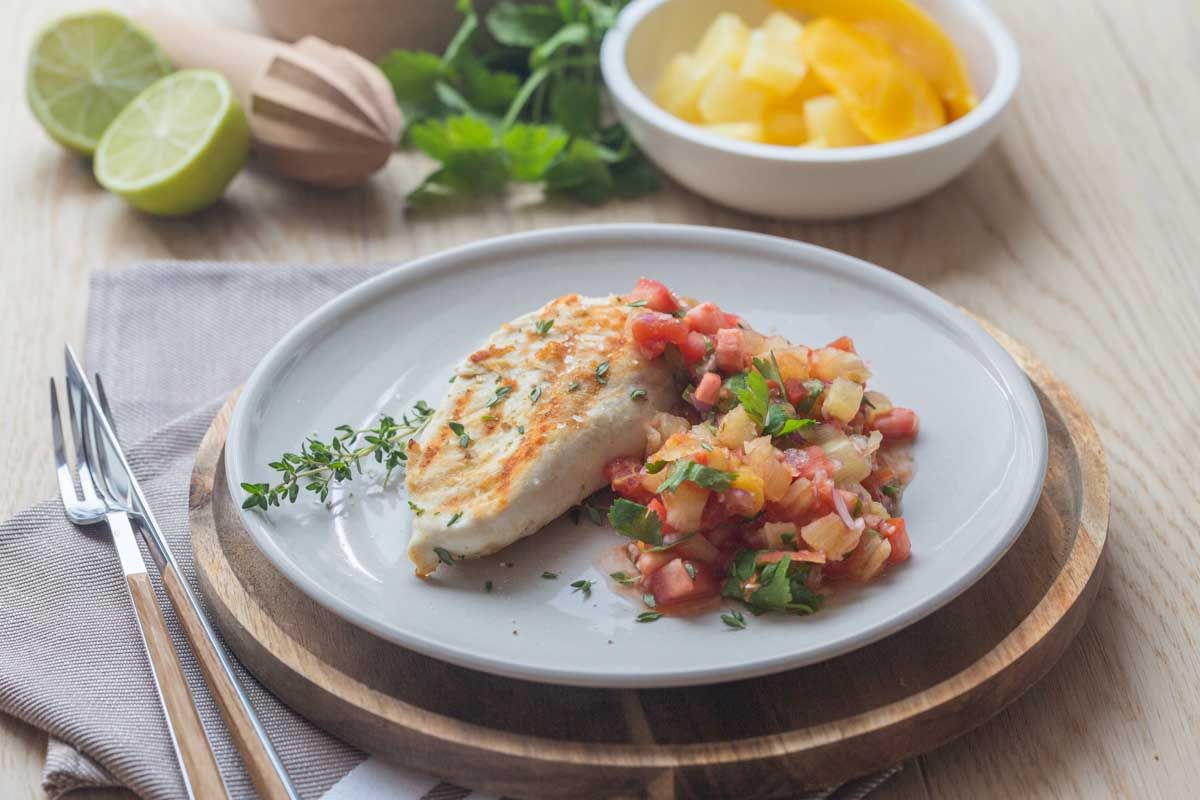 Poulet grillé sauce salsa exotique minute