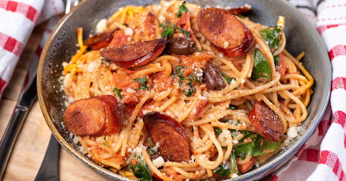 Pâtes au chorizo : le repas express prêt en moins de 15 minutes