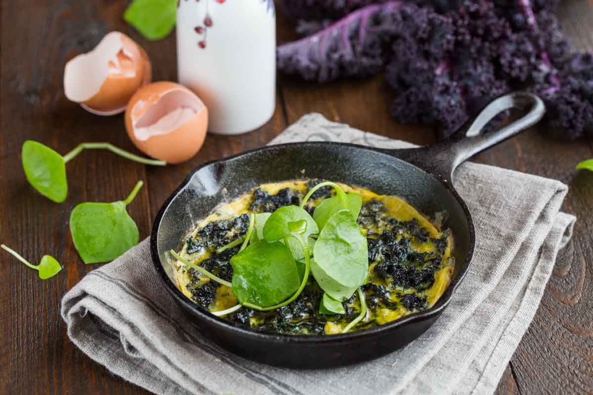 Omelette au chou kale et pourpier