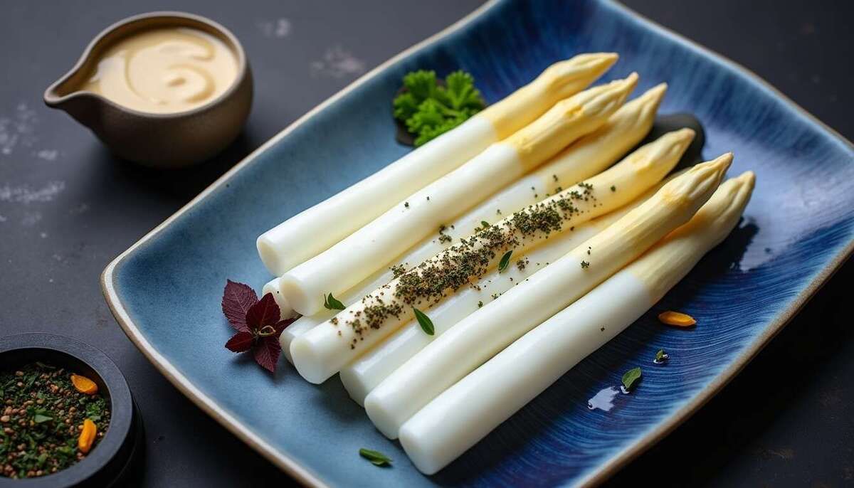 les asperges blanches sublimées par une sauce mousseline délicate